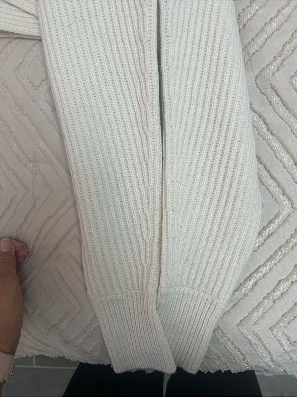 INTERMIX Cream Ribbed Mock Neck Sweater - Picture 5 of 5